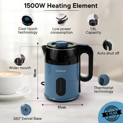 The Better Home FUMATO Anniversary, Wedding Gifts for Couples- Easy Peek Through Air Fryer for Home + 1.8L Electric Kettle | House Warming Gifts for New Home | 1 Year Warranty (Midnight Blue)