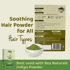 Rey Naturals Indigo Powder and Henna Powder for hair | Natural Hair Colour | Long Lasting Lustrous Black & Rich Brown Colour | Suited for All Hair | Mehndi | 200gm each