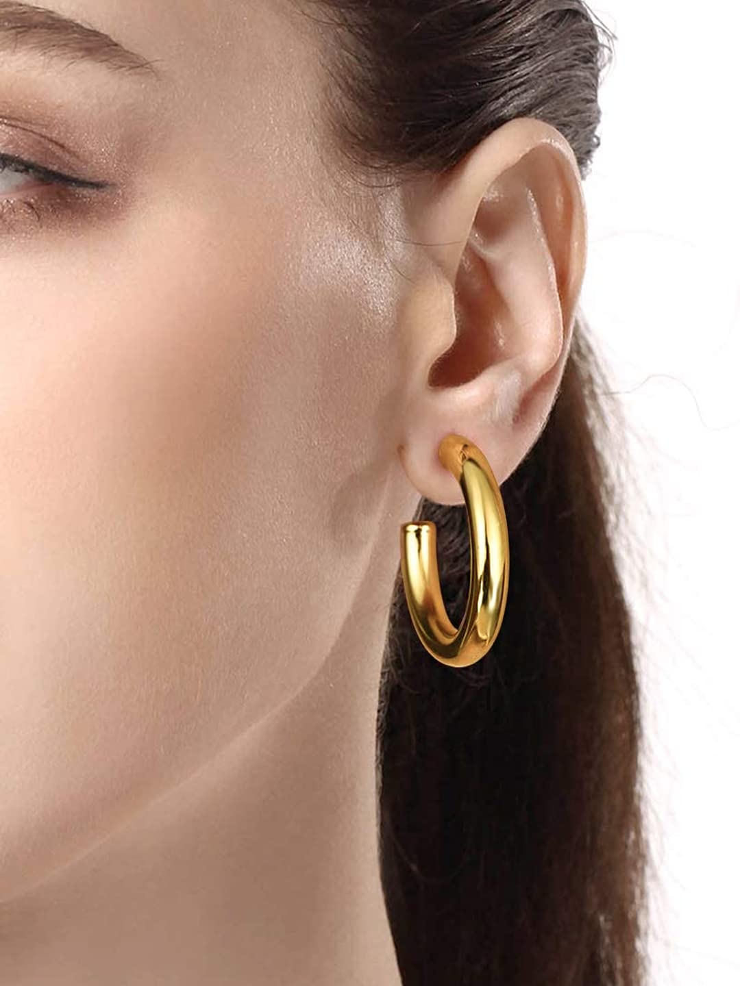 Gold Plated Solid Half Hoop Earrings