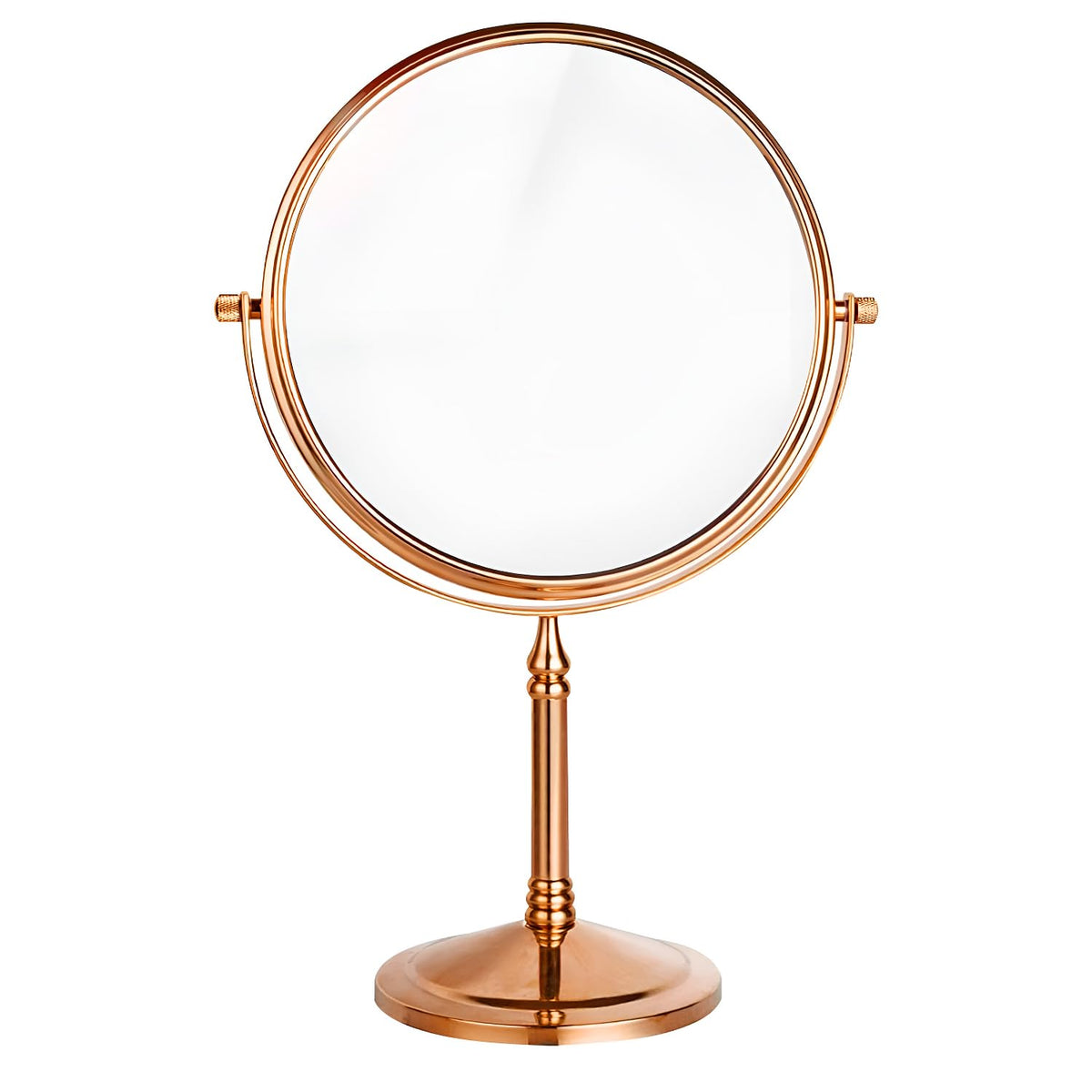 Plantex Brass Magnifying Mirror/Dual-Side 360° Swivel Mirror/Counter-Top Bathroom Mirror/Zoom/Makeup/Vanity Mirror - Rose Gold