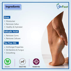 Dr Foot 40% Urea Gel Moisturizes Callus Cracked Rough Dry Dead Skin- 100gm & Dr Foot Foot File Callus Remover | For Dead skin, Calluses, Cracked Heels & Hard Skin Remover - With Free Brush