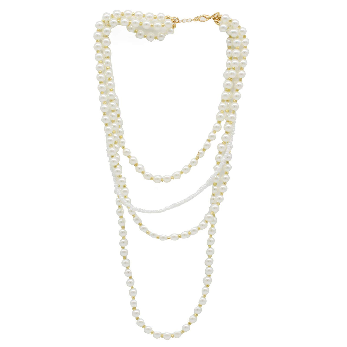 Joker & Witch Resplendent Layered White Pearl Necklace for Women