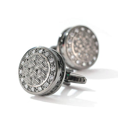 Yellow Chimes Exclusive Collection Stainless Steel Black Silver Design Cuff Links for Men (Crystal Studded Cuff Links)