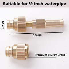 Kuber Industries Nozzle For Water Pipe|Comfortable Grip|Multiple Spray Modes|Brass Nozzle Water Spray Gun For ½” Water Pipe|Ideal Pipe Nozzle For Car Wash,Gardening,& Other Uses|LH-8068|Golden