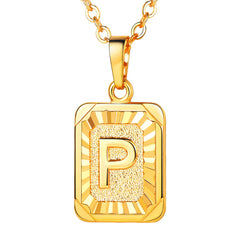 Yellow Chimes Gold Plated Alphabet 'P' Statement Pendant Necklace for Men and Women