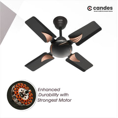 Candes Eon Decorative 600 mm /24 inch High Speed Ceiling Fan | BEE Star Rated, Noiseless & Energy Saving | Small Fan for Kitchen, Balcony & Small Room | 1+1 Year Warranty | Coffee Brown