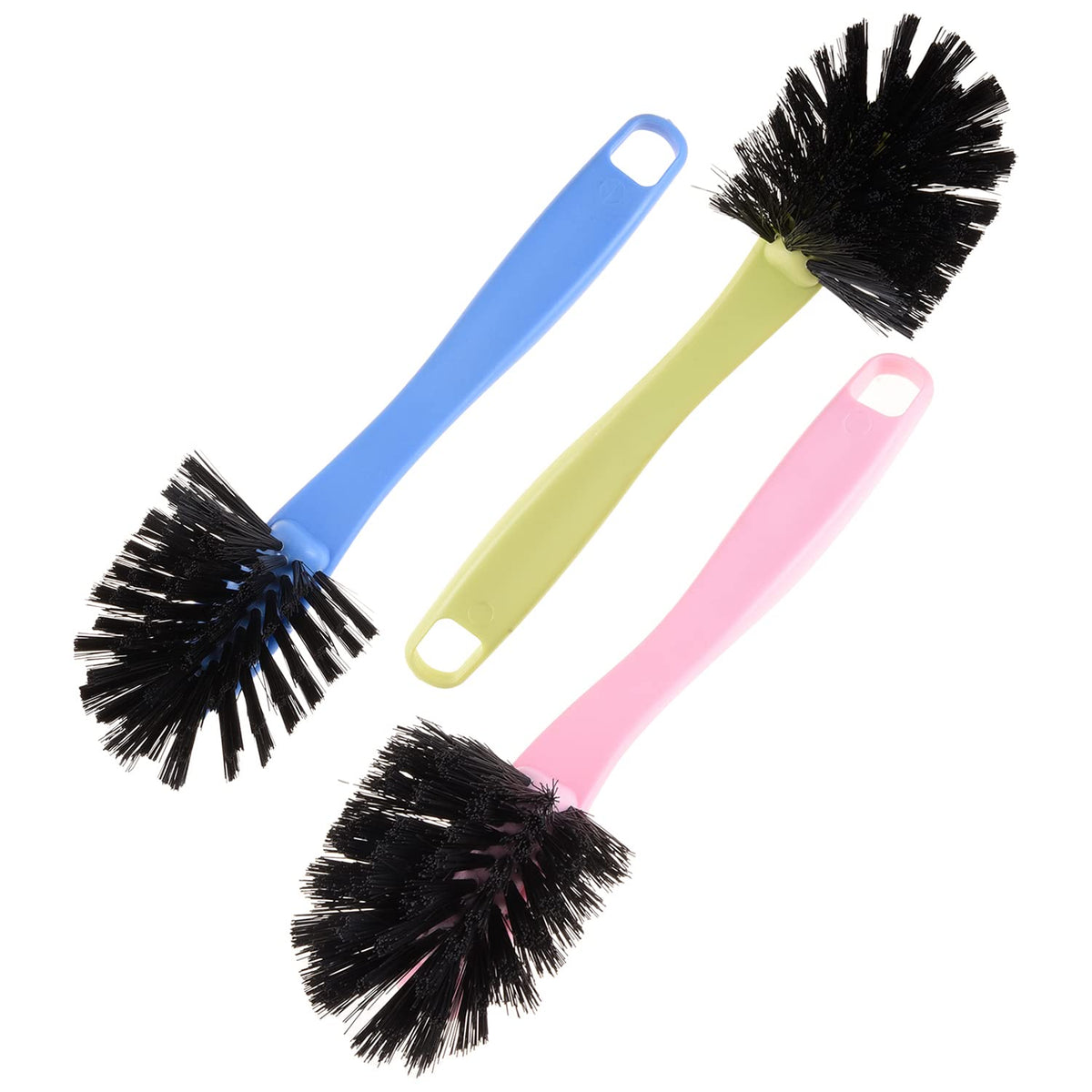 Kuber Industries Cleaning Brush | Toilet Cleaner Brush | Plastic Pan Brush | Brush for Cleaning Washroom | Bathroom Brush | Toilet Brush | Pack of 3 | Assorted