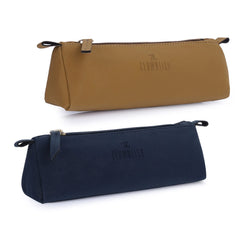 The Clownfish Jose Combo of 2 Multipurpose Faux Leather Travel Pouch Pencil Case Toiletry Bag Shaving Kit Bag for Men Make-Up Pouch Cosmetic Case for Women Travel Kit for Men (Navy Blue & Coffee)