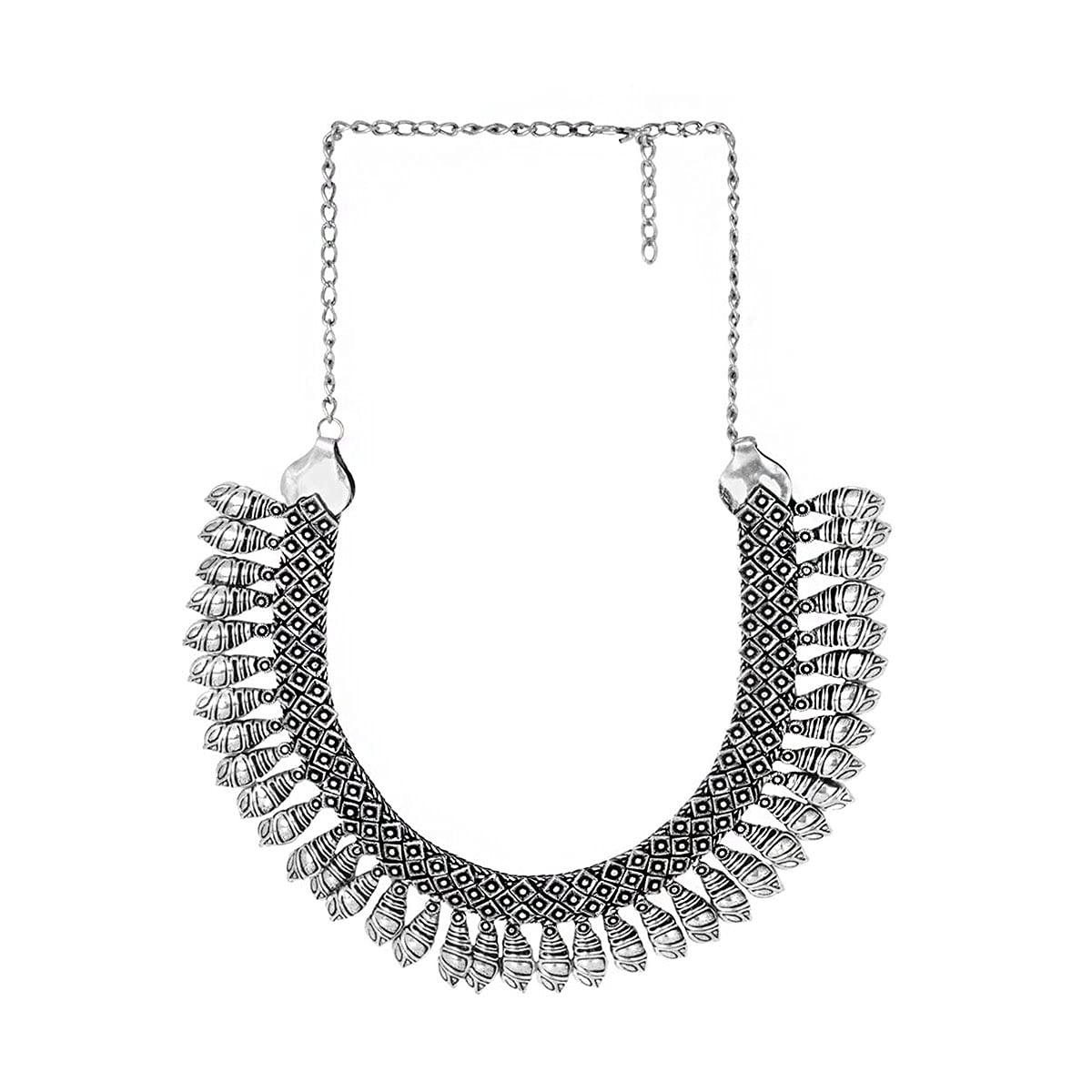 Teejh Shankh Silver Oxidised Choker Necklace for Women