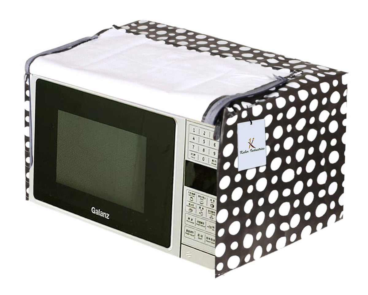 Heart Home Dots Design PVC Microwave Oven Full Closure Cover for 30 Litre (Grey) CTHH5070