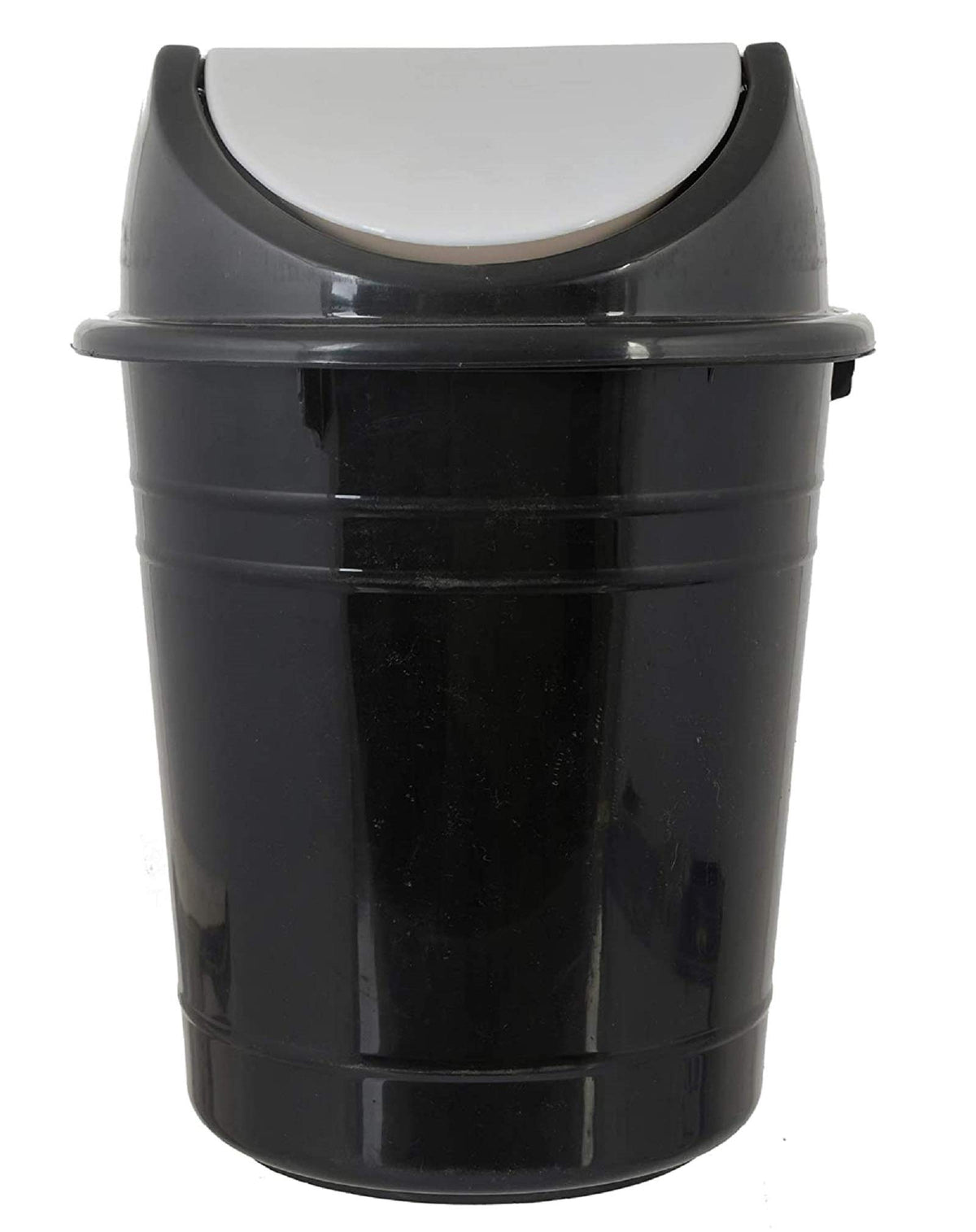 Kuber Industries Plastic Medium Size Swing Lid Garbage Waste Dustbin for Home, Office, Factory, 10 Liters (Black & White)-KUBMART10214