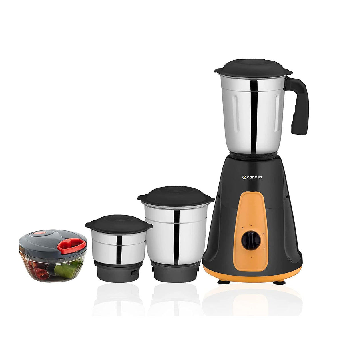 Candes MG154 Maple 550-Watt Mixer Grinder with 3 Jars (Powerful Motor and 2 Year Warranty Orange/Black) + Quick Hand Vegetables & Fruit Chopper Black, Red (Super Combo)