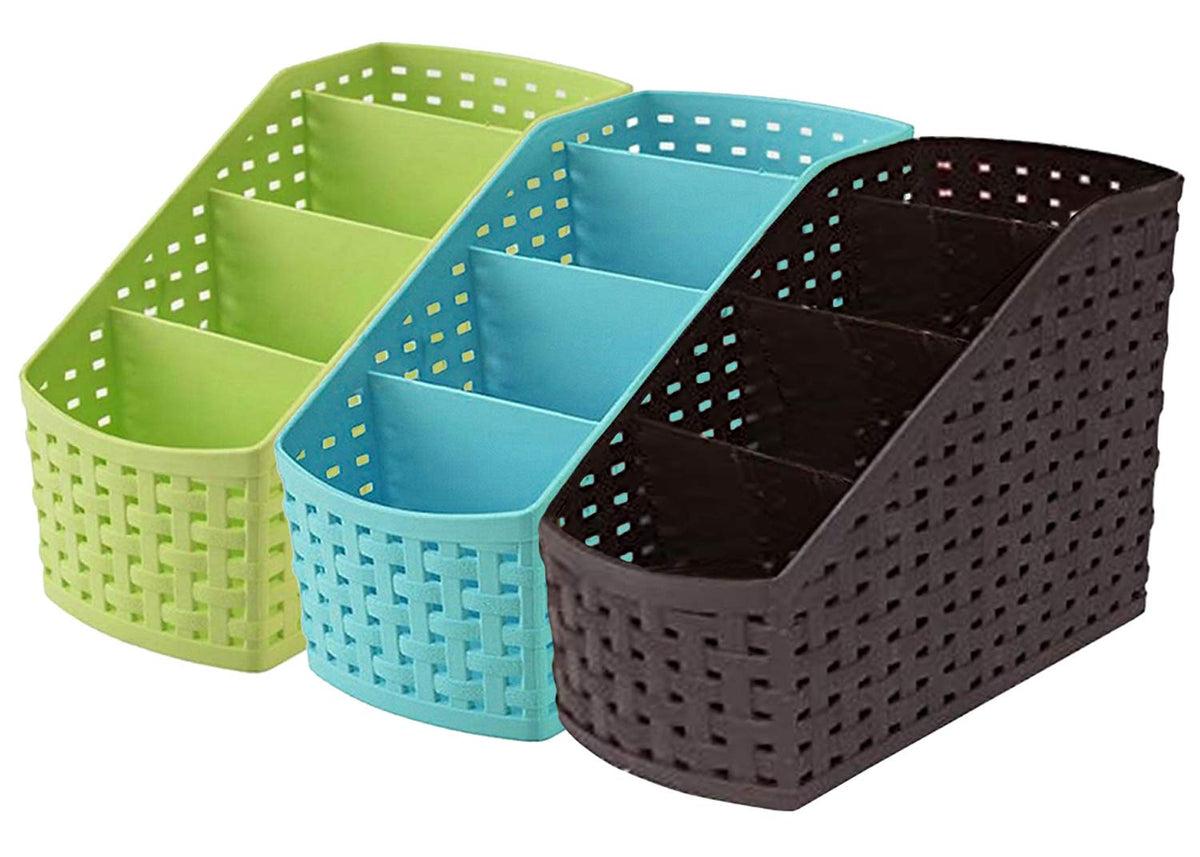 Kuber Industries Compact Plastic Storage Basket (CTKTC5269, Multicolour), 3 Piece