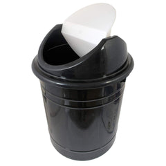 Kuber Industries Plastic Medium Size Swing Lid Garbage Waste Dustbin for Home, Office, Factory, 10 Liters (Black & White)-KUBMART10214