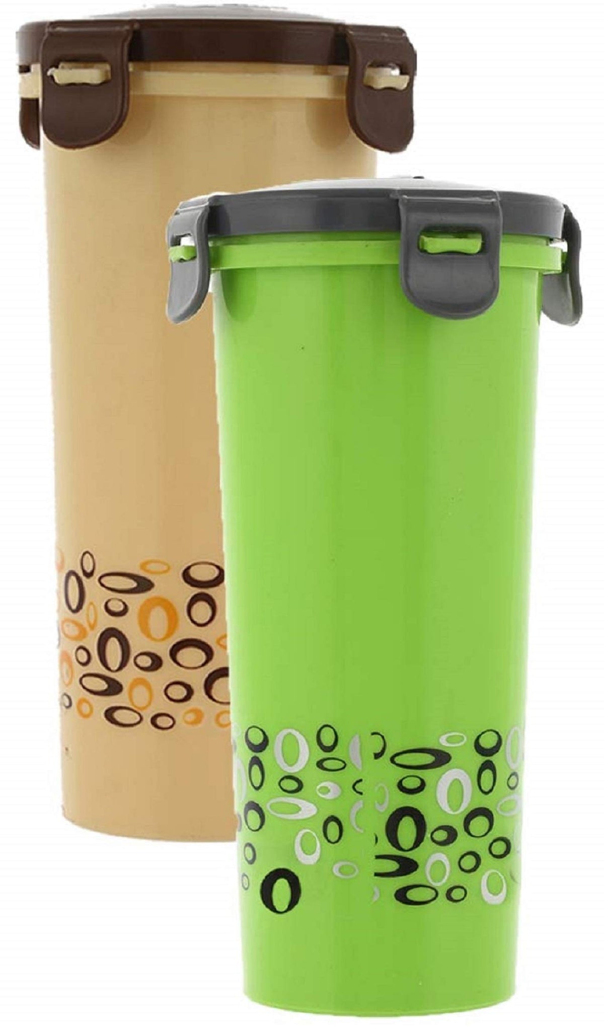 Kuber Industries Virgin Plastic klick Big Glass 2 Piece Tumbler/airtight Container Leakproof Storage with Lid 500ml (Multi) CTKTC34135