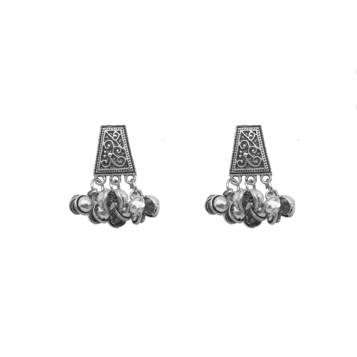 Teejh Teejh Kanish Silver Oxidized Ghungroo Earrings For Women