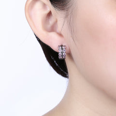 Yellow Chimes A5 Grade Pink Crystal Black Gun Plated Clip On Earrings for Women & Girls