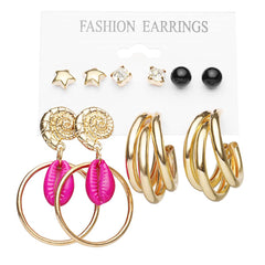 Yellow Chimes Combo Earrings for Women Set of 5 Pairs Gold Plated Combo Studs Hoop Earrings Set For Women And Girls