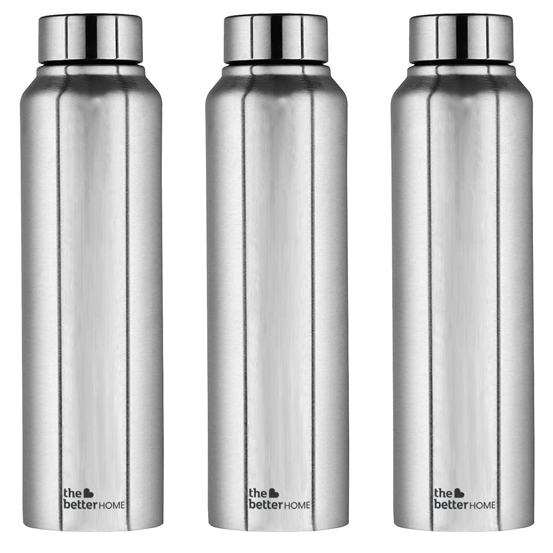 The Better Home Stainless Steel Water Bottle 1 Litre (Silver - Pack of 3)