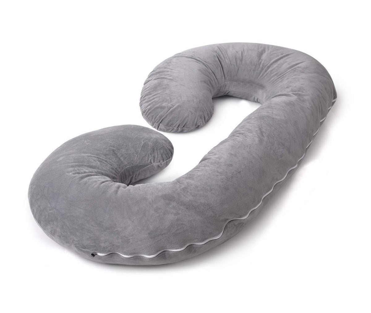 Kuber Industries Cotton Ultra Soft Hollow Fibre C Shaped Maternity Pillow,Pregnancy Pillow,Body Pillow with Zippered Cover (Grey)-CTKTC039240
