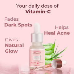 Prolixr beauty shield vitamin c face serum - with hyaluronic acid - for glowing skin, skin brighetning and pigmentation - For radiant skin - for all skin types - 10 ml -travel sized - mini