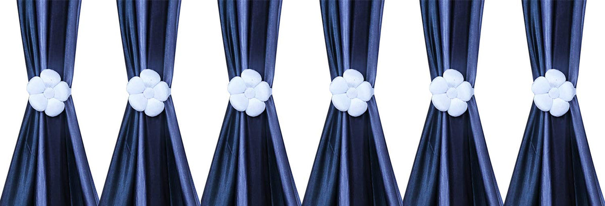 Kuber Industries Velvet 6 Pieces Curtain Tie Back Tassel Set (Silver) -CTKTC12891