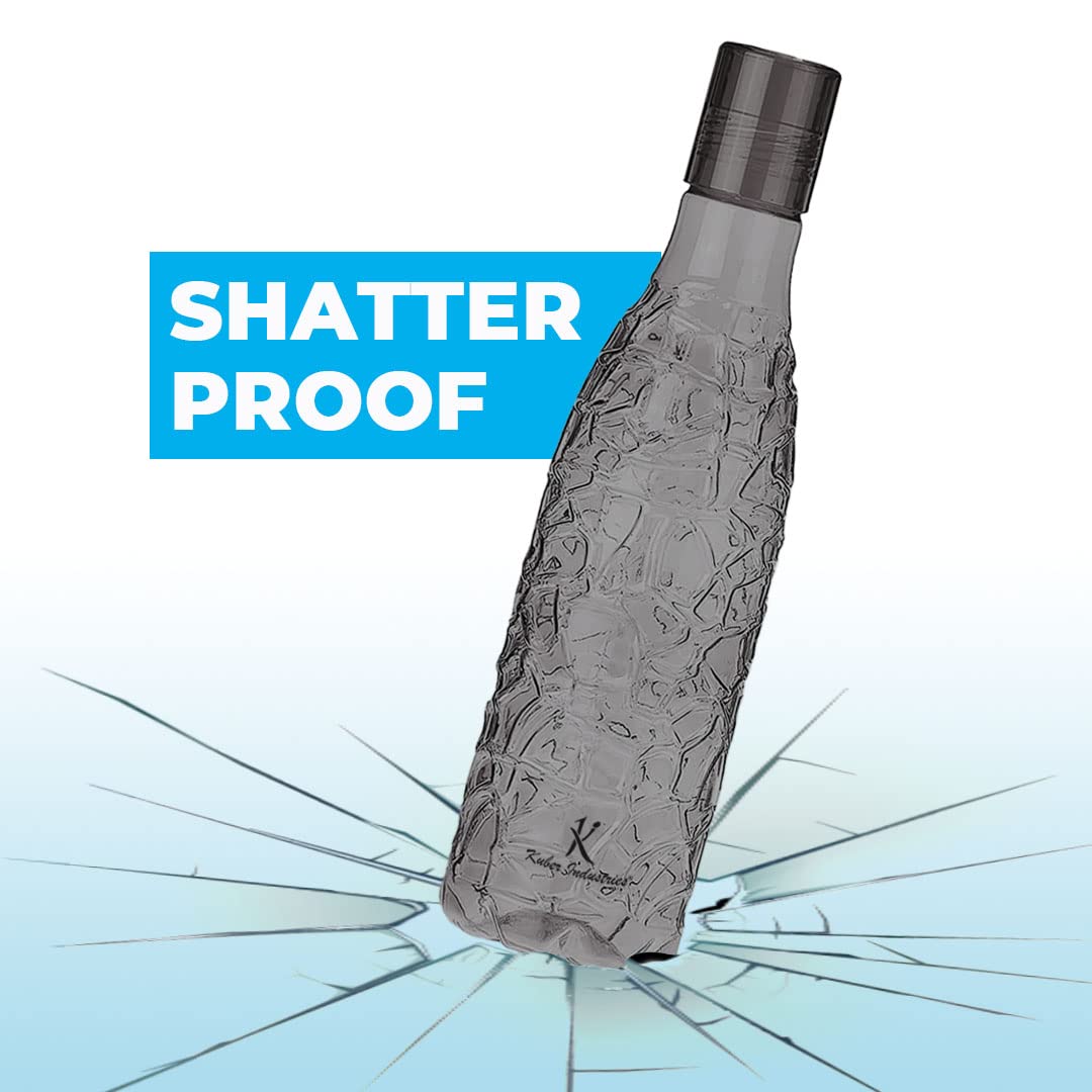 Kuber Industries BPA-Free Plastic Water Bottle | Leak Proof, Firm Grip, 100% Food Grade Plastic Bottles | For Home, Office, School & Gym | Unbreakable, Freezer Proof, Fridge Water Bottle | Pack of 6 - Black