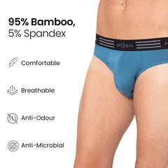 Mush Ultra Soft, Breathable, Feather Light Men's Bamboo Brief || Naturally Anti-Odor and Anti-Microbial Bamboo Innerwear Pack of 3 (M, Blue)