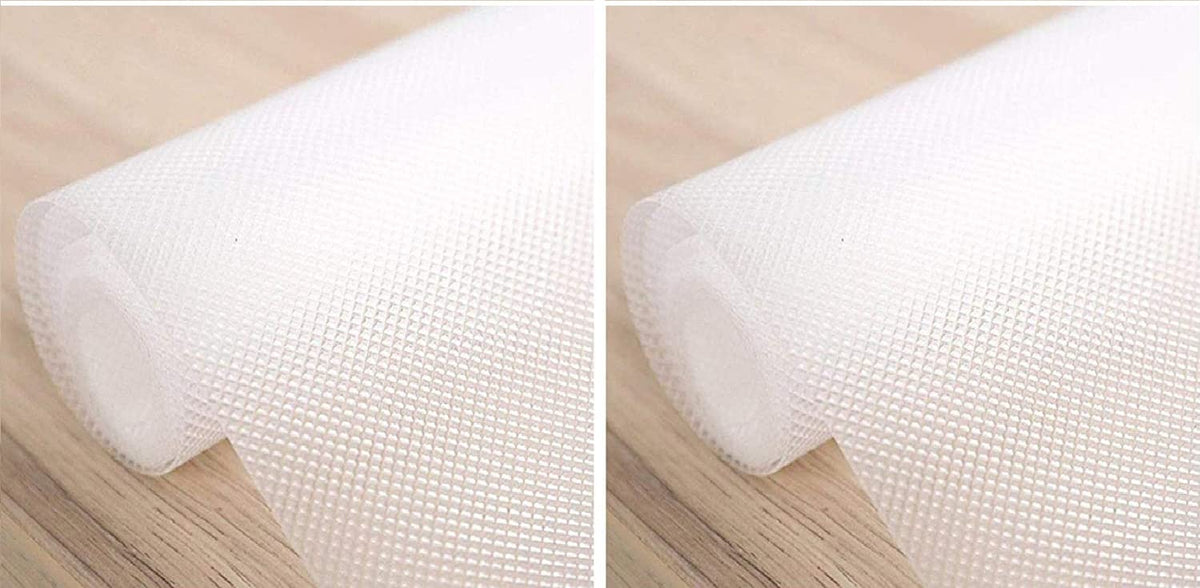 Kuber Industries 2 Pieces Multipurpose Textured Super Strong Anti-Slip Mat Liner,Size 45X150 Cm (1.50 Meter Roll, White) - CTKTC040221