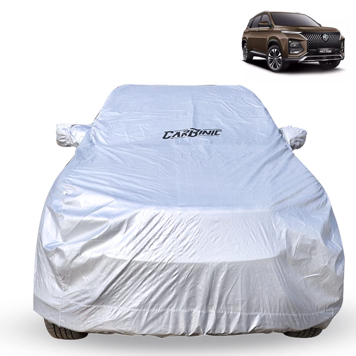 CARBINIC Waterproof Car Body Cover for MG Hector 2022 | Dustproof, UV Proof Car Cover | Hector Car Accessories | Mirror Pockets & Antenna Triple Stitched | Double Layered Soft Cotton Lining, Jungle