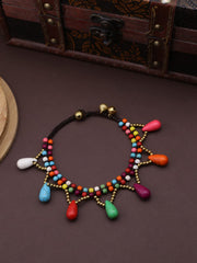 Yellow Chimes Anklet for Women Multicolor Beaded Charm Anklet For Woman & Girls