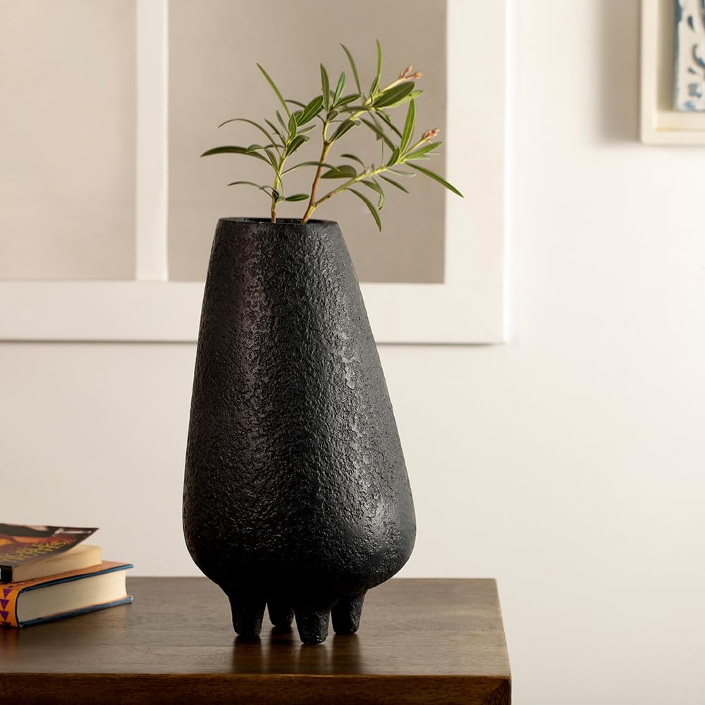 Ellementry Diwali Gift - Midnight Terracotta Vase Tall | Vase for Flower Plants | Office, Living Room, Bedroom, Table Top Decorations Items | Home Decor Centerpiece | Pampas Grass Decor | Diwali Gift