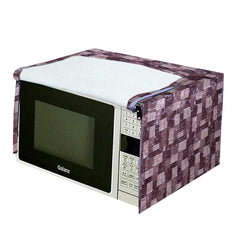 Kuber Industries 3D Checkered Design PVC Microwave Oven Full Closure Cover for 20 Litre (Brown)-KUBMART09969