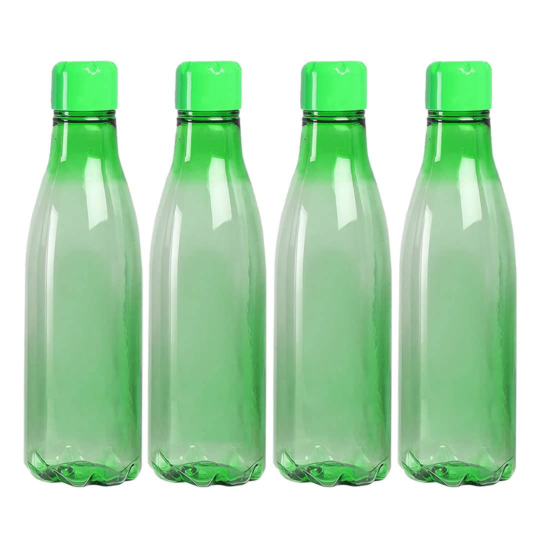 Urbane Home BPA Free Plastic Water Bottles | Unbreakable, Leak Proof, 100% Food Grade Plastic | For Kids & Adults | Refrigerator Plastic Bottle Set of 4|Green