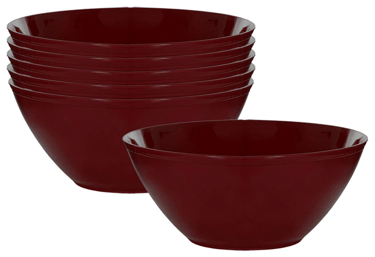 Kuber Industries Plastic Microwave Safe Unbreakable Mixing Bowl/Salad/Dining Table/Kitchen Plastic Bowl Set, 500 Ml (Set of 6) Brown-KUBMART15647