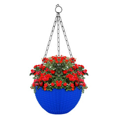 Kuber Industries Plastic Hanging Flower Pot for Balcony & Railing Set of 4 (Blue) 18X18X 59