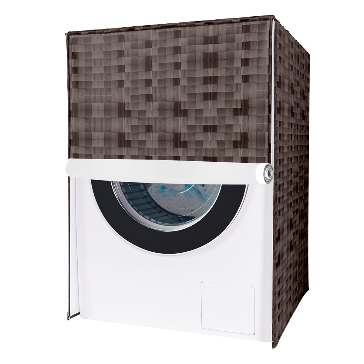 Kuber Industries Washing Machine Cover | Shelf Check Washing Machine Cover | Soft PVC | Front Load Washing Machine Cover | Brown
