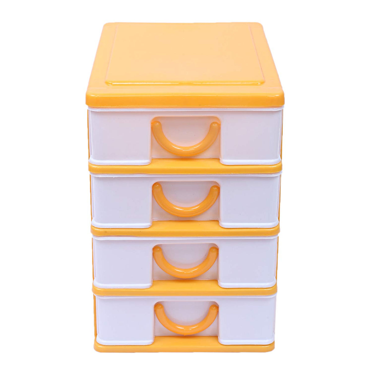 Kuber Industries Plastic Four Layer Drawer Storage Cabinet Box (Yellow)-CTLTC14719