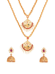 Yellow Chimes Traditional Jewellery Set for Women Ethnic Gold Plated Peacock Design Traditional Long Necklace Set for Women and Girls,