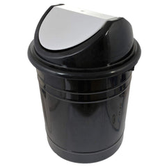 Kuber Industries Plastic 2 Pieces Medium Size Swing Dustbin/Swing Garbage Bin/Waste Bin, 10 Liters (Black & White)-KUBMART10217