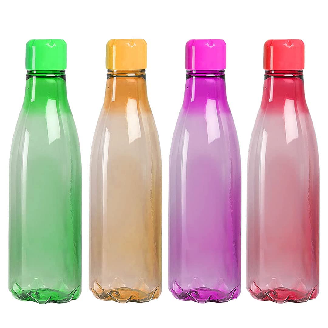 Kuber Industries BPA Free Plastic Water Bottles | Unbreakable, Leak Proof, 100% Food Grade Plastic | For Kids & Adults | Refrigerator Plastic Bottle Set of 4 - Assorted