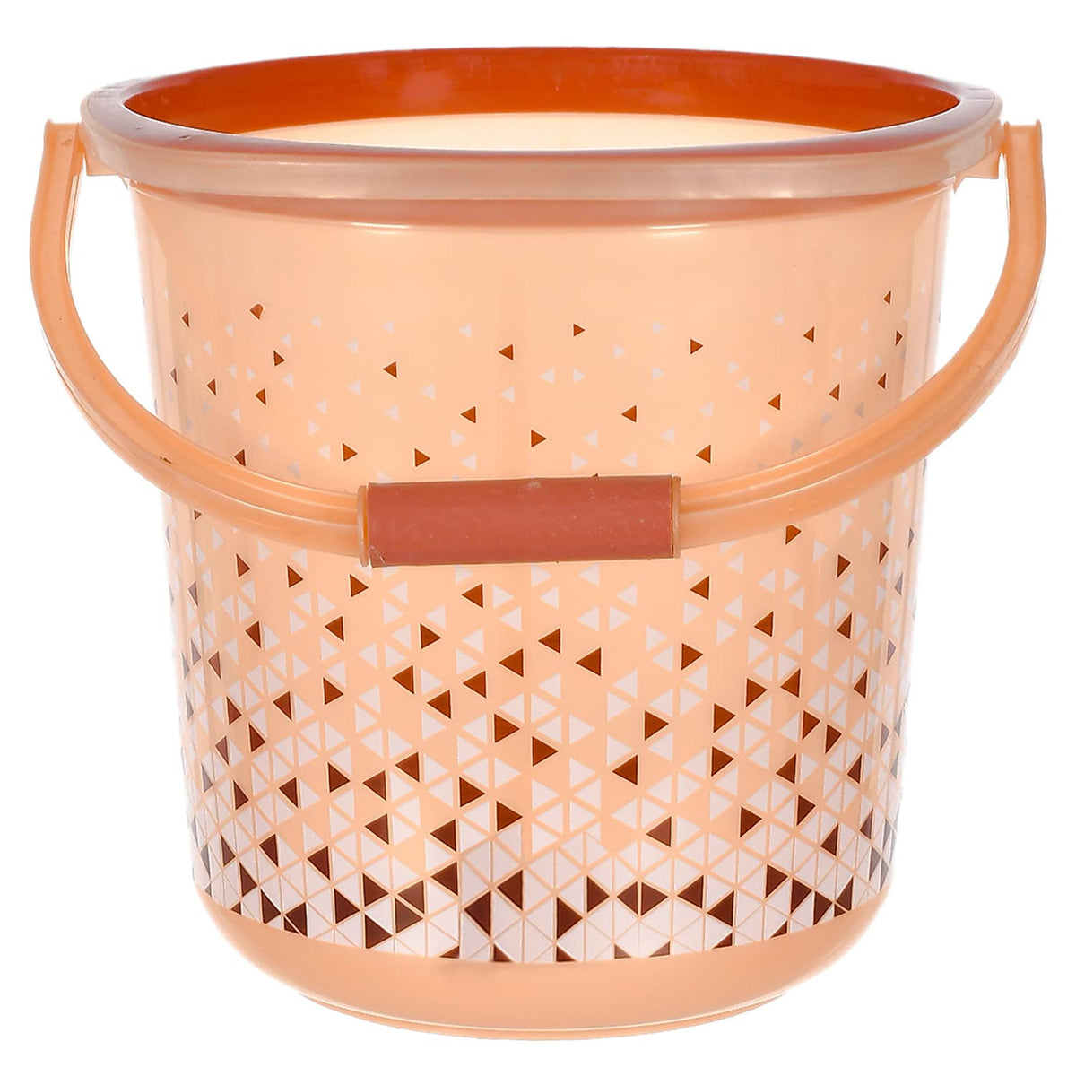 Heart Home Multiuses Tinted Print Plastic Bucket With Handle, 24 litre (Brown)-46HH0347