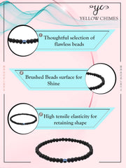 Yellow Chimes Men's and Women's Black Beads Evil Eye Nazariya Style Bracelet
