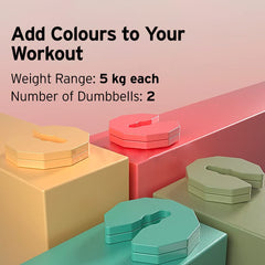 HEAD Rainbow Adjustable Dumbbells - 1kg-5kg each | Home Gym Equipment | Fitness Dumbbells | Weights for Men & Women