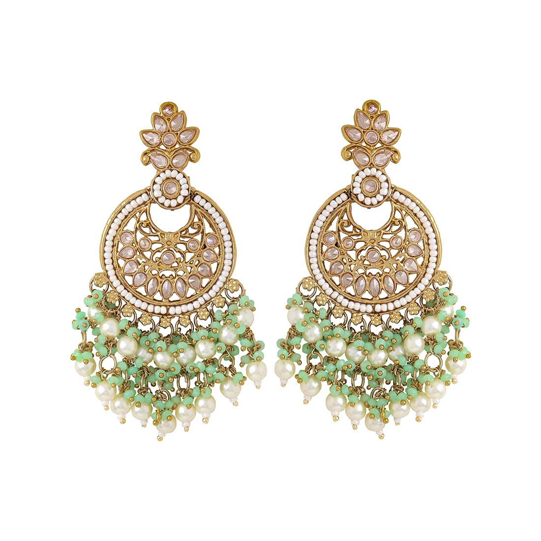 Yellow Chimes Earrings for Women and Girls Kundan Chandbali | Gold Plated Kundan Studded Beads Drop Chandbali Earrings | Birthday Gift for girls and women Anniversary Gift for Wife