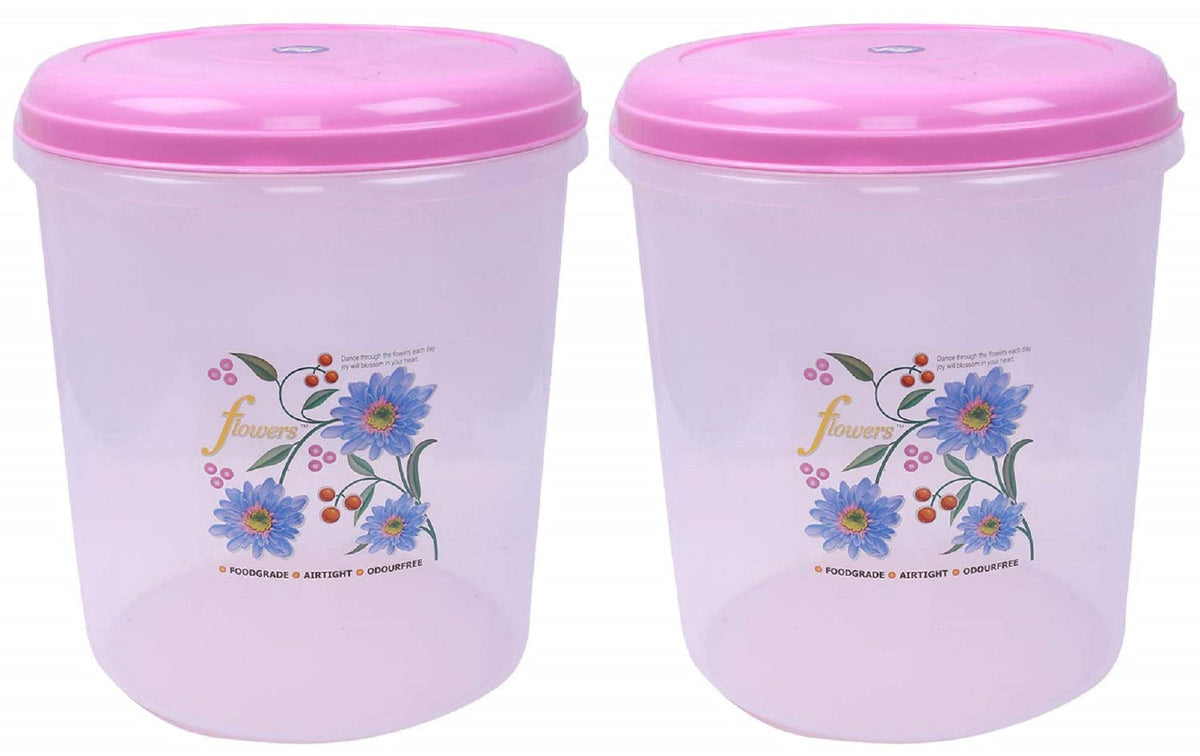 Heart Home Plastic 2 Pieces Multipurpose Storage Container Box 7500 ML (Pink) - (CTHH012434)