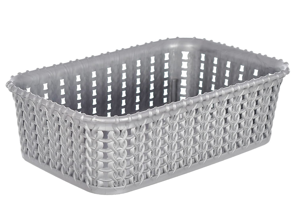Kuber Industries Multiuses Small M 15 Plastic Tray/Basket/Organizer Without Lid (Grey) -46KKM0117, Standard