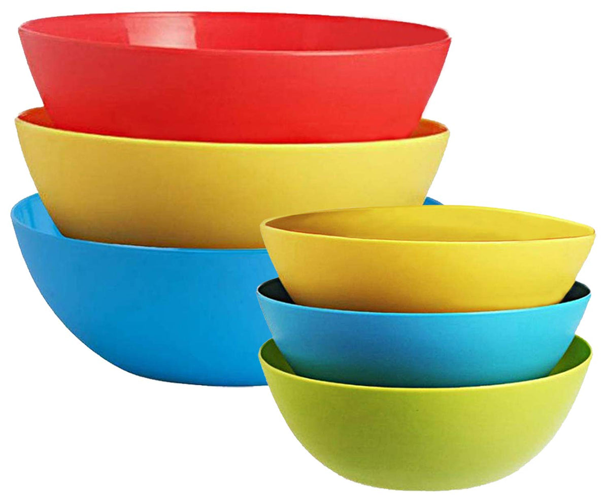 Kuber Industries Plastic Mixing Bowl - 500ml, 1000 ml, 6 Pieces (Multicolor)