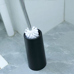 Kuber Industries Stainless Steel Toilet Brush with Storage | Round Toilet Brush with Holder |Black
