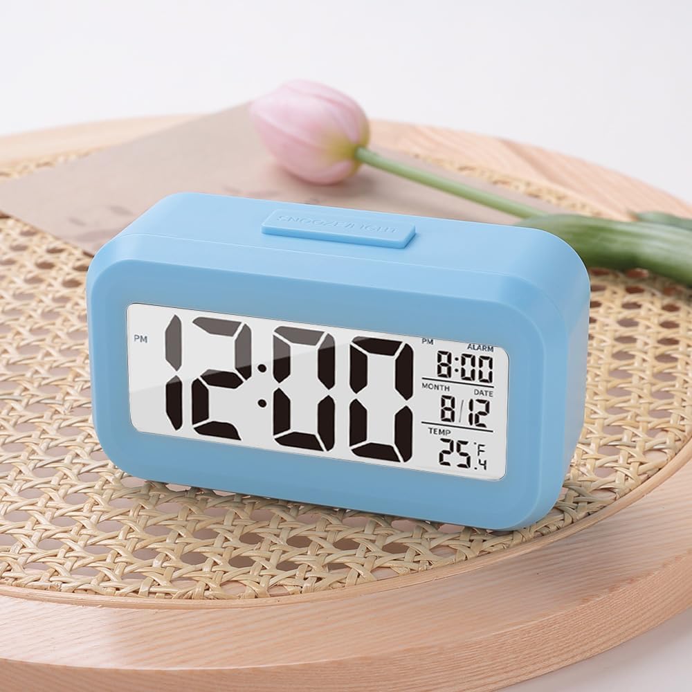 Kuber Industries ABS Battery Oprated Loud Digital Alarm Clock|Desk, Table Clock|Alarm Clock For Heavy Sleepers-Pack of 4 (Blue)